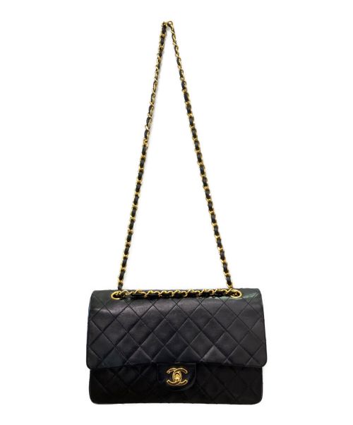 CHANEL（シャネル）CHANEL (シャネル) Wフラップチェーンショルダーバッグ ブラック サイズ:25の古着・服飾アイテム