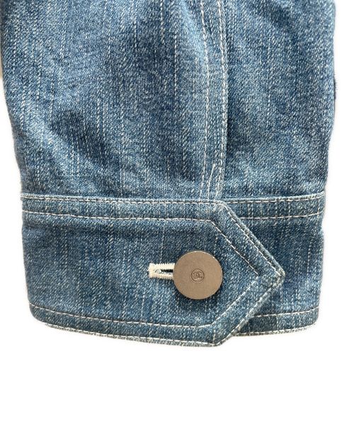 CHANEL（シャネル）CHANEL (シャネル) ノーカラーデニムジャケット ブルー サイズ:40の古着・服飾アイテム