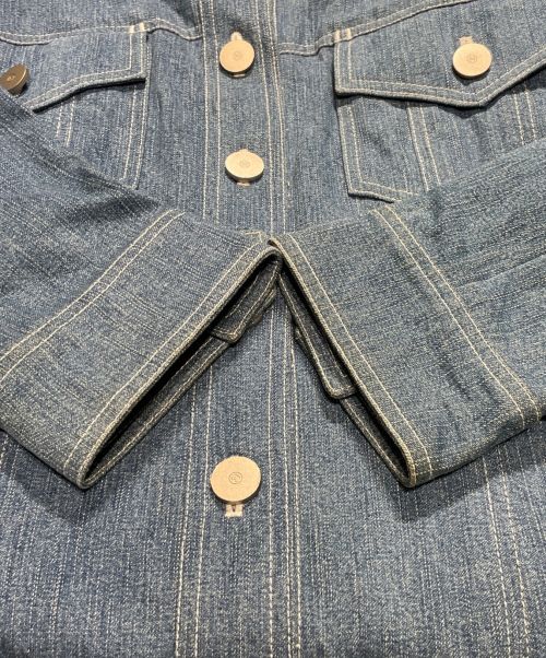 CHANEL（シャネル）CHANEL (シャネル) ノーカラーデニムジャケット ブルー サイズ:40の古着・服飾アイテム