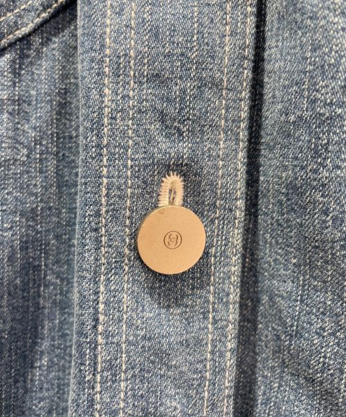 CHANEL（シャネル）CHANEL (シャネル) ノーカラーデニムジャケット ブルー サイズ:40の古着・服飾アイテム