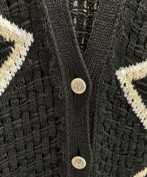 CHANEL（シャネル）CHANEL (シャネル) ココマークボタン ロングニットカーディガン ブラック サイズ:34の古着・服飾アイテム