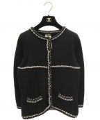 CHANELシャネル）の古着「カシミヤコットンノーカラーカーディガン」｜ブラック