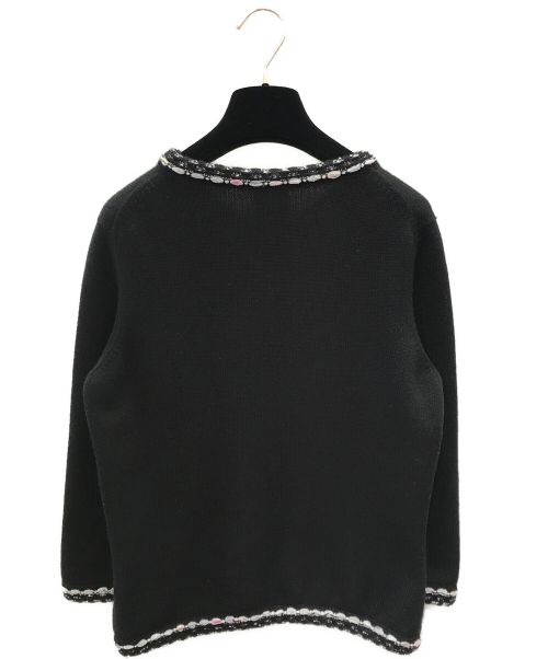 CHANEL（シャネル）CHANEL (シャネル) カシミヤコットンノーカラーカーディガン ブラック サイズ:38の古着・服飾アイテム