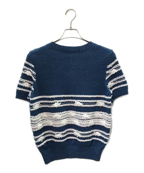 CHANEL（シャネル）CHANEL (シャネル) コットンワンポイント半袖ニット ブルー サイズ:38の古着・服飾アイテム