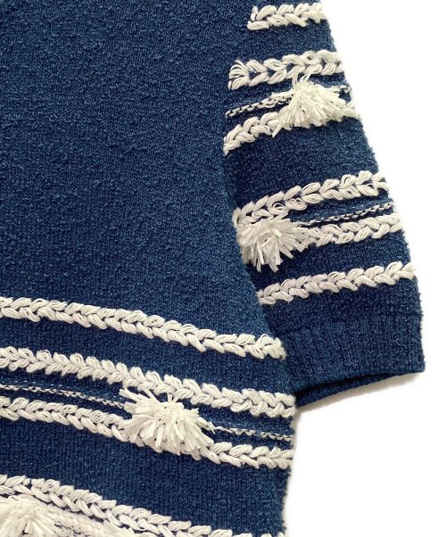 CHANEL（シャネル）CHANEL (シャネル) コットンワンポイント半袖ニット ブルー サイズ:38の古着・服飾アイテム
