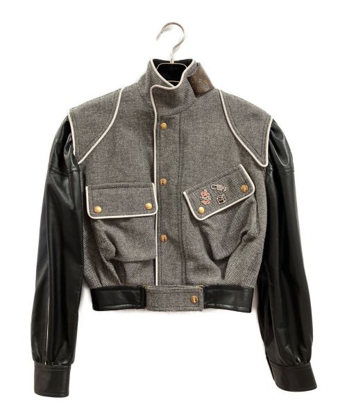 LOUIS VUITTON（ルイ ヴィトン）LOUIS VUITTON (ルイ ヴィトン) モノグラムレザー切替ブルゾン グレー サイズ:34の古着・服飾アイテム