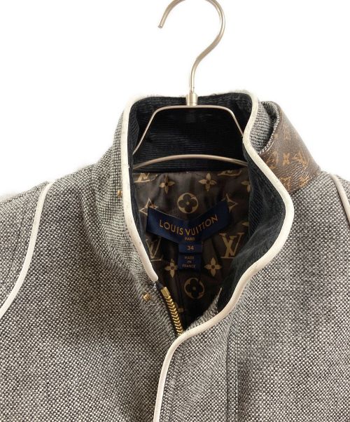LOUIS VUITTON（ルイ ヴィトン）LOUIS VUITTON (ルイ ヴィトン) モノグラムレザー切替ブルゾン グレー サイズ:34の古着・服飾アイテム
