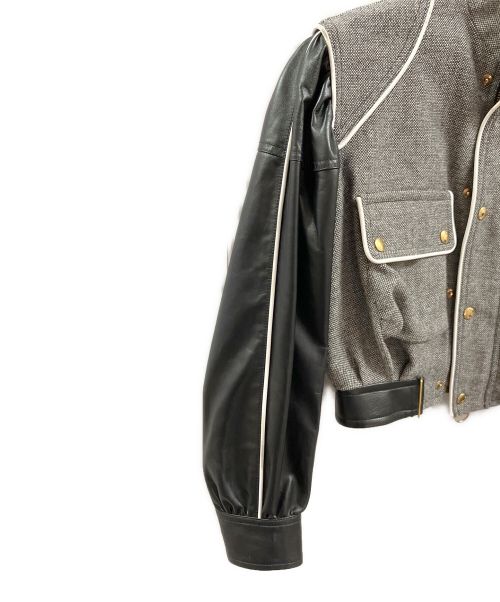 LOUIS VUITTON（ルイ ヴィトン）LOUIS VUITTON (ルイ ヴィトン) モノグラムレザー切替ブルゾン グレー サイズ:34の古着・服飾アイテム
