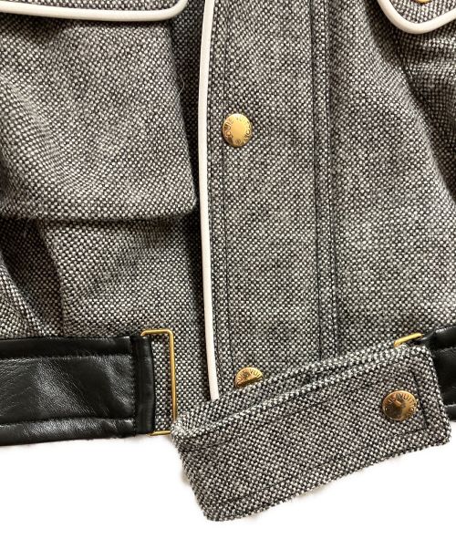 LOUIS VUITTON（ルイ ヴィトン）LOUIS VUITTON (ルイ ヴィトン) モノグラムレザー切替ブルゾン グレー サイズ:34の古着・服飾アイテム