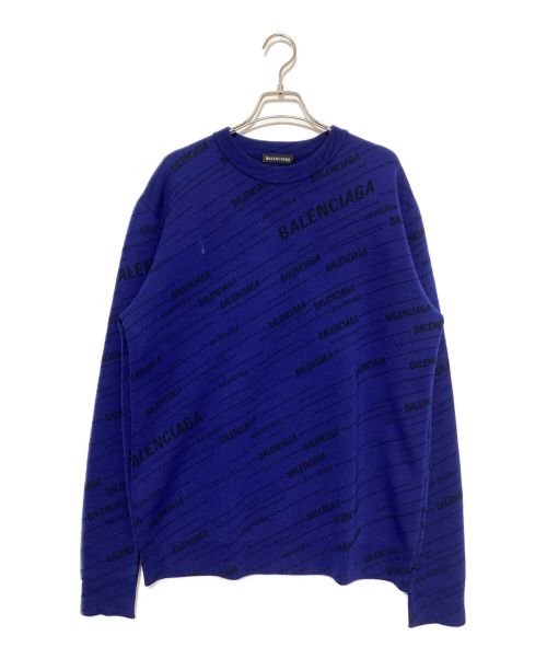BALENCIAGA（バレンシアガ）BALENCIAGA (バレンシアガ) ALL OVER LOGO SWRATER ブルー サイズ:Sの古着・服飾アイテム