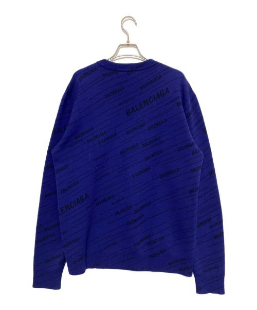 BALENCIAGA（バレンシアガ）BALENCIAGA (バレンシアガ) ALL OVER LOGO SWRATER ブルー サイズ:Sの古着・服飾アイテム