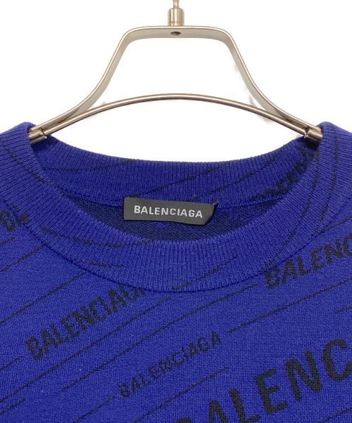 BALENCIAGA（バレンシアガ）BALENCIAGA (バレンシアガ) ALL OVER LOGO SWRATER ブルー サイズ:Sの古着・服飾アイテム