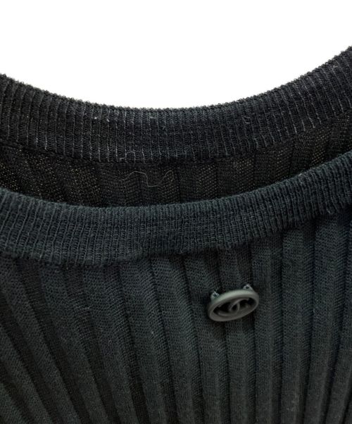 CHANEL（シャネル）CHANEL (シャネル) リブニットワンピース ブラック サイズ:38の古着・服飾アイテム