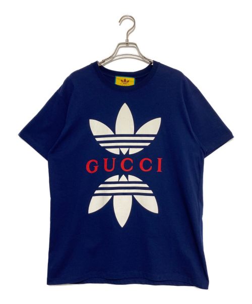 GUCCI（グッチ）GUCCI (グッチ) adidas (アディダス) プリントロゴTシャツ ネイビー サイズ:Mの古着・服飾アイテム