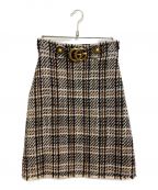 GUCCIグッチ）の古着「ロゴツイードスカート」｜ブラウン