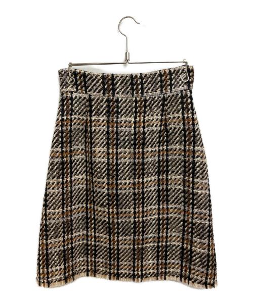 GUCCI（グッチ）GUCCI (グッチ) ロゴツイードスカート ブラウン サイズ:38の古着・服飾アイテム