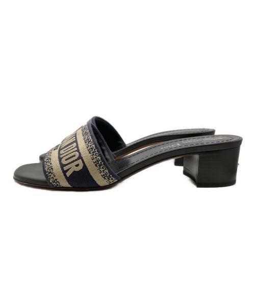 Christian Dior（クリスチャン ディオール）Christian Dior (クリスチャン ディオール) エンブロイダリーコットンミュール ネイビー サイズ:37 1/2の古着・服飾アイテム