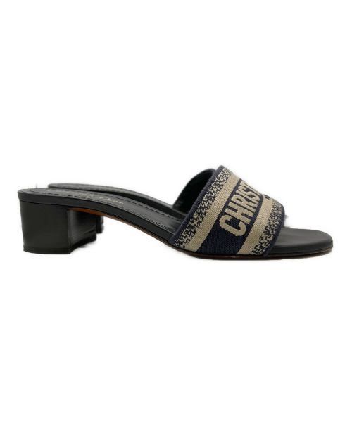 Christian Dior（クリスチャン ディオール）Christian Dior (クリスチャン ディオール) エンブロイダリーコットンミュール ネイビー サイズ:37 1/2の古着・服飾アイテム