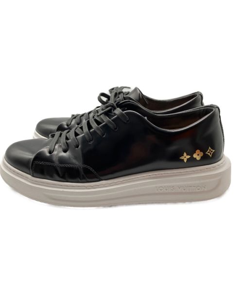LOUIS VUITTON（ルイ ヴィトン）LOUIS VUITTON (ルイ ヴィトン) ガラスレザースニーカー ブラック サイズ:7 1/2の古着・服飾アイテム