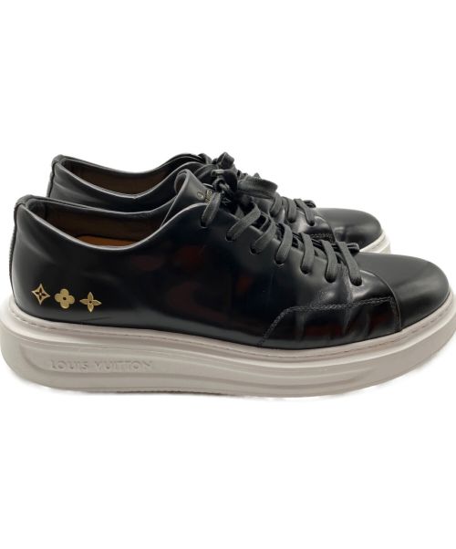 LOUIS VUITTON（ルイ ヴィトン）LOUIS VUITTON (ルイ ヴィトン) ガラスレザースニーカー ブラック サイズ:7 1/2の古着・服飾アイテム