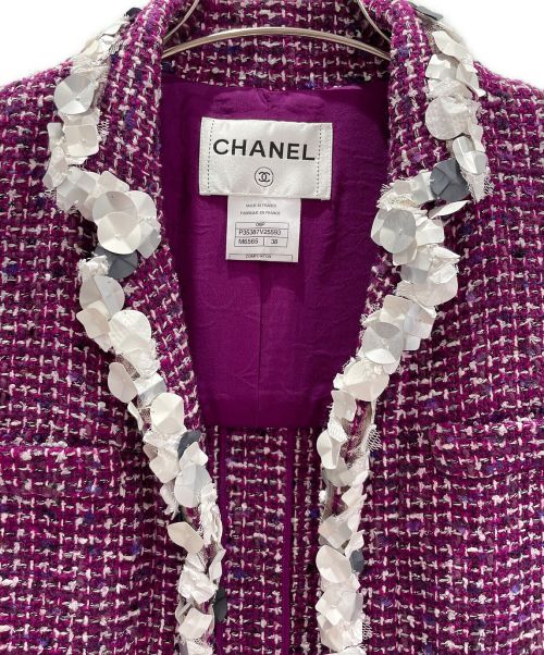 CHANEL（シャネル）CHANEL (シャネル) ツイードコート パープル サイズ:38の古着・服飾アイテム