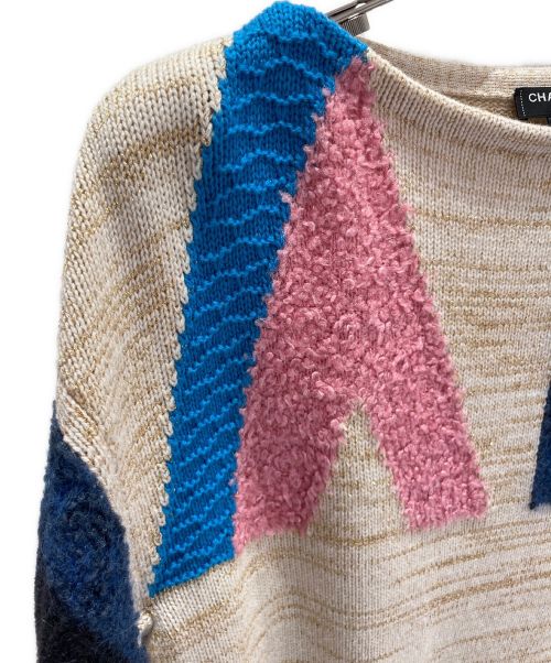 CHANEL（シャネル）CHANEL (シャネル) クレイジーパターンボートネックニット マルチカラー サイズ:34の古着・服飾アイテム