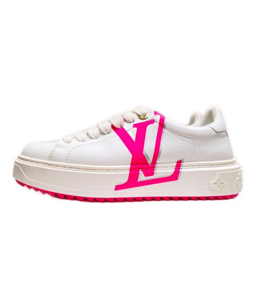 LOUIS VUITTON（ルイ ヴィトン）LOUIS VUITTON (ルイ ヴィトン) タイムアウトラインレザースニーカー ホワイト×ピンク サイズ:36の古着・服飾アイテム