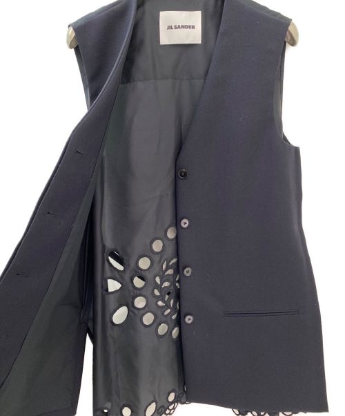 JIL SANDER（ジルサンダー）JIL SANDER (ジルサンダー) レース切替ロングジレ ネイビー サイズ:32の古着・服飾アイテム