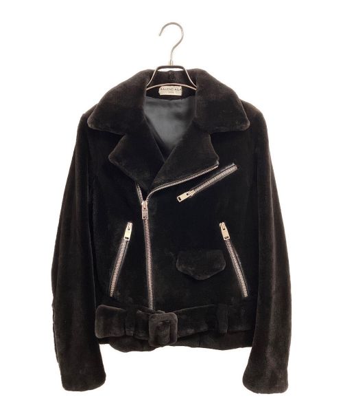 BALENCIAGA（バレンシアガ）BALENCIAGA (バレンシアガ) シェアードミンク ライダースジャケット ブラウン サイズ:36の古着・服飾アイテム
