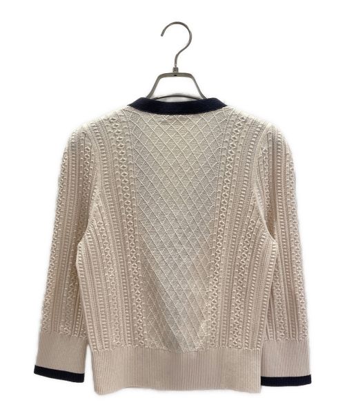 CHANEL（シャネル）CHANEL (シャネル) Vネックコットンカーディガン アイボリー×ネイビー サイズ:40の古着・服飾アイテム