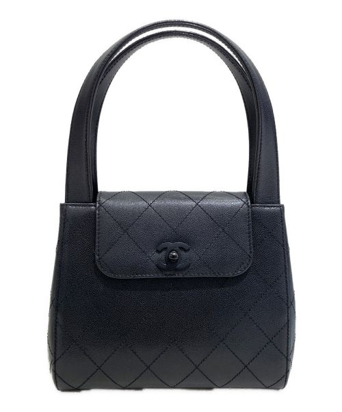 CHANEL（シャネル）CHANEL (シャネル) ココマークターンロックハンドバッグ オールブラックの古着・服飾アイテム