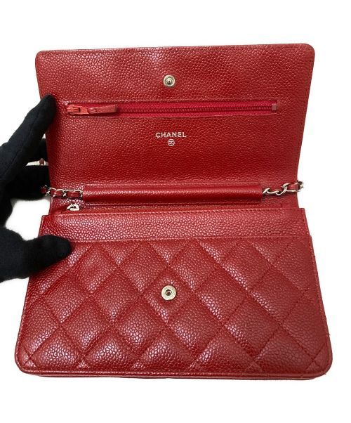 CHANEL（シャネル）CHANEL (シャネル) マトラッセチェーンウォレット レッドの古着・服飾アイテム