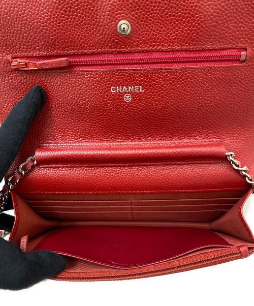 CHANEL（シャネル）CHANEL (シャネル) マトラッセチェーンウォレット レッドの古着・服飾アイテム