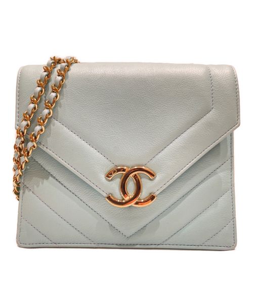 CHANEL（シャネル）CHANEL (シャネル) シェブロンチェーンショルダーバッグ スカイブルー サイズ:-の古着・服飾アイテム