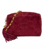 CHANELシャネル）の古着「フリンジ・ビジューショルダーバッグ」｜ボルドー