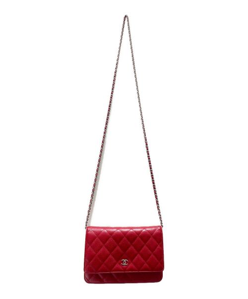 CHANEL（シャネル）CHANEL (シャネル) マトラッセチェーンショルダーバッグ レッド サイズ:-の古着・服飾アイテム