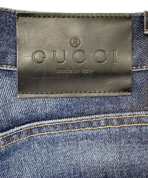 GUCCI（グッチ）GUCCI (グッチ) フラワー刺繍デニムパンツ インディゴ サイズ:44の古着・服飾アイテム