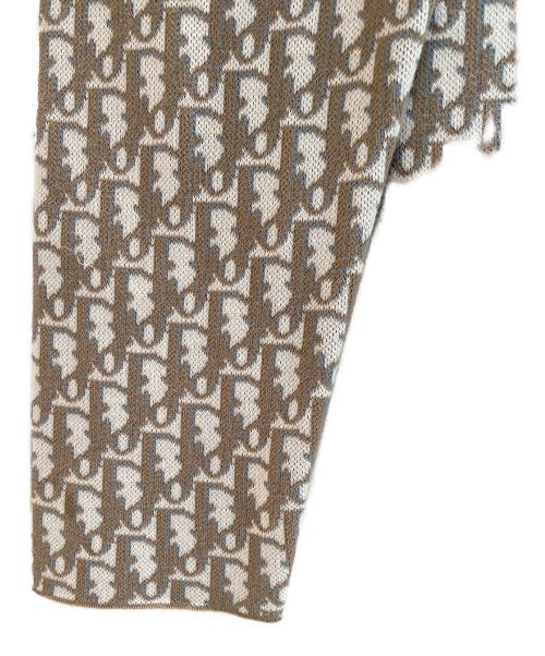 DIOR HOMME（ディオール オム）DIOR HOMME (ディオール オム) Oblique Overshirt/オブリークコットンニットシャツ ホワイト×ブラウン サイズ:Sの古着・服飾アイテム