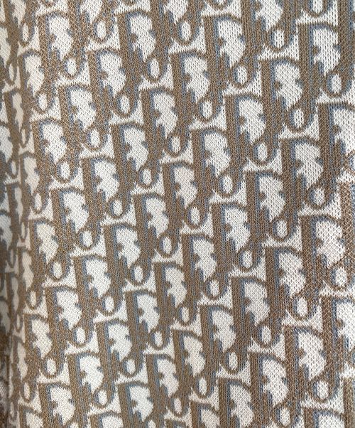 DIOR HOMME（ディオール オム）DIOR HOMME (ディオール オム) Oblique Overshirt/オブリークコットンニットシャツ ホワイト×ブラウン サイズ:Sの古着・服飾アイテム