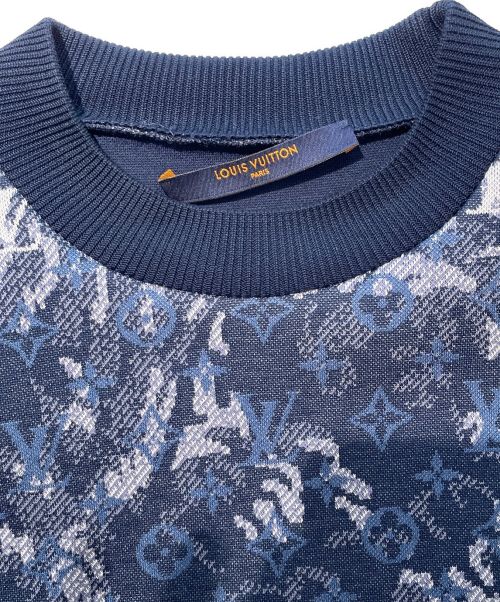 LOUIS VUITTON（ルイ ヴィトン）LOUIS VUITTON (ルイ ヴィトン) タペストリーモノグラムスウェットシャツ ネイビー×ブルー サイズ:XSの古着・服飾アイテム