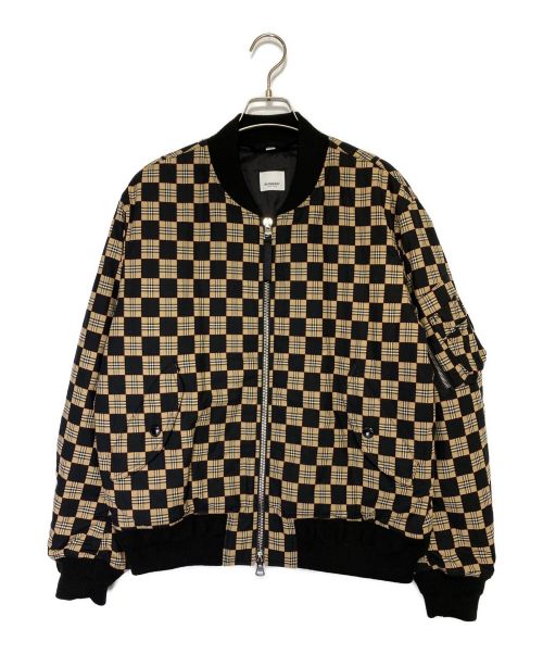 BURBERRY（バーバリー）BURBERRY (バーバリー) ブルックランド チェッカーボード ボンバージャケット ブラック×ベージュ サイズ:Mの古着・服飾アイテム