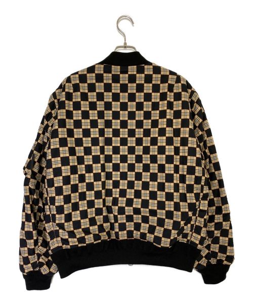 BURBERRY（バーバリー）BURBERRY (バーバリー) ブルックランド チェッカーボード ボンバージャケット ブラック×ベージュ サイズ:Mの古着・服飾アイテム