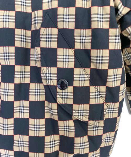 BURBERRY（バーバリー）BURBERRY (バーバリー) ブルックランド チェッカーボード ボンバージャケット ブラック×ベージュ サイズ:Mの古着・服飾アイテム