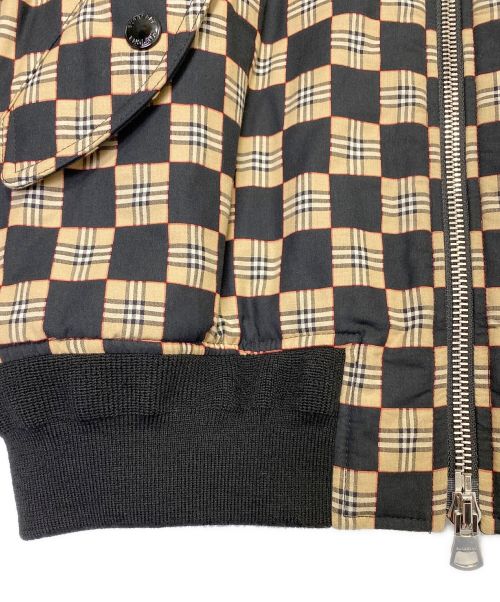 BURBERRY（バーバリー）BURBERRY (バーバリー) ブルックランド チェッカーボード ボンバージャケット ブラック×ベージュ サイズ:Mの古着・服飾アイテム