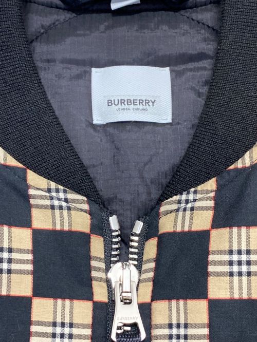 BURBERRY（バーバリー）BURBERRY (バーバリー) ブルックランド チェッカーボード ボンバージャケット ブラック×ベージュ サイズ:Mの古着・服飾アイテム