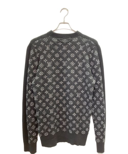 LOUIS VUITTON（ルイ ヴィトン）LOUIS VUITTON (ルイ ヴィトン) ハーフアンドハーフモノグラムクルーネックニット ブラック サイズ:Lの古着・服飾アイテム