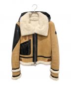 MONCLERモンクレール）の古着「異素材MIXムートンレザーボアジャケット」｜ブラウン