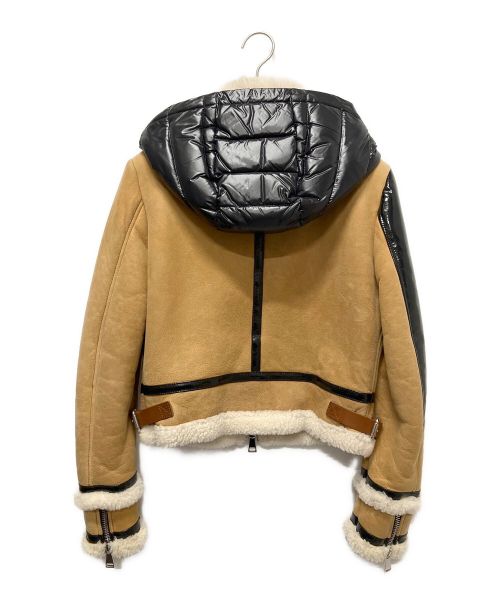 MONCLER（モンクレール）MONCLER (モンクレール) 異素材MIXムートンレザーボアジャケット  ブラウンの古着・服飾アイテム