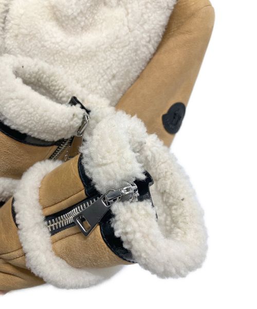 MONCLER（モンクレール）MONCLER (モンクレール) 異素材MIXムートンレザーボアジャケット  ブラウンの古着・服飾アイテム