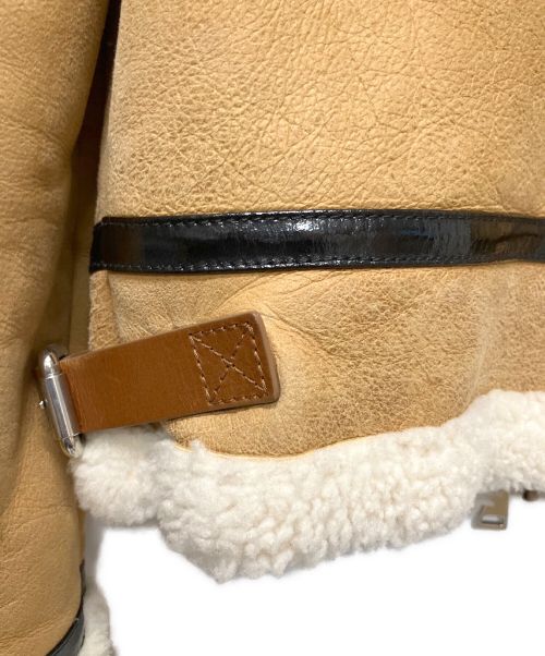 MONCLER（モンクレール）MONCLER (モンクレール) 異素材MIXムートンレザーボアジャケット  ブラウンの古着・服飾アイテム